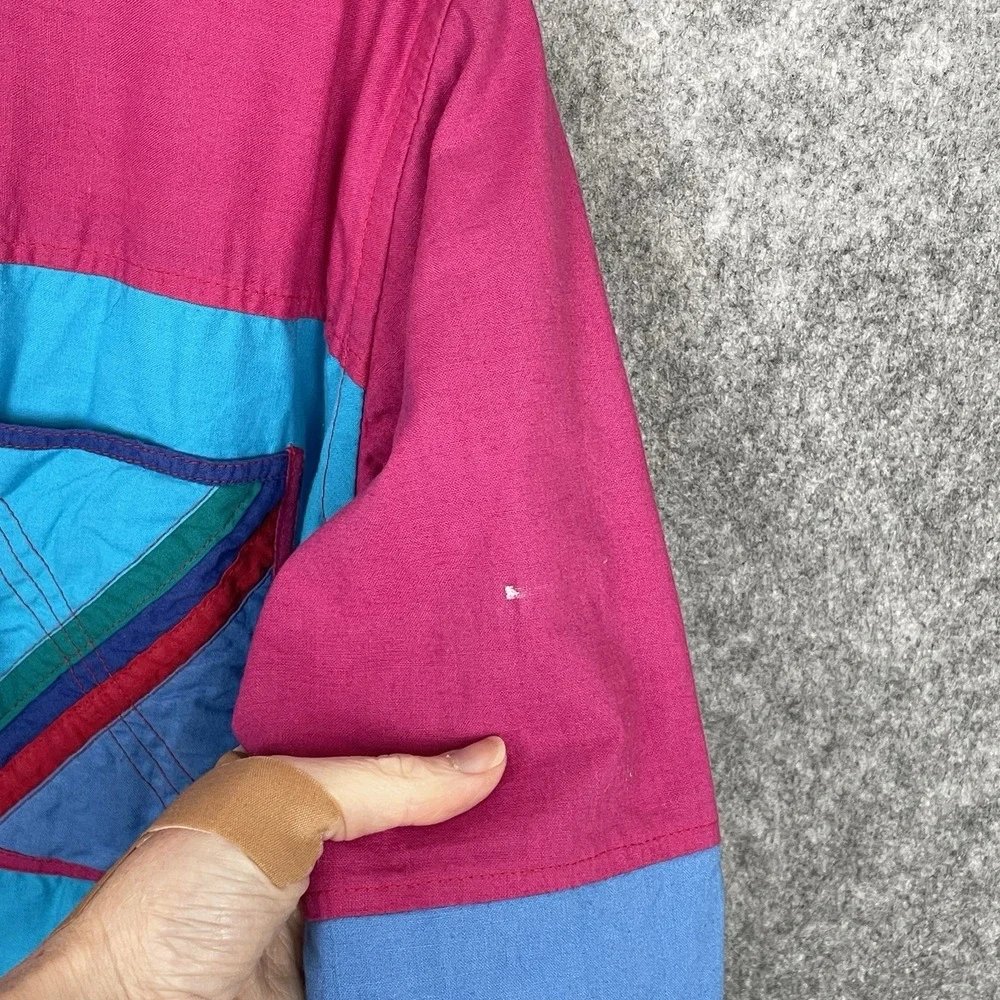 Vintage Maximalist Colorblock Patchwork Jacket Womens XL Reversible Boho Artsy‎